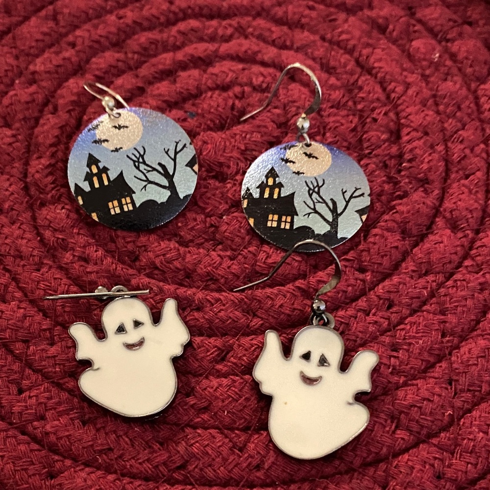 Halloween Ghost and Haunted House Earrings